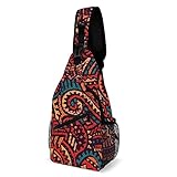 NAWFIVE Seamless African Model Sling Bag Anti Theft,Crossbody Shoulder Backpack Ethnic Tribal Patterns Adjustable Lightweight Travel Hiking Casual Daypack for Men Women