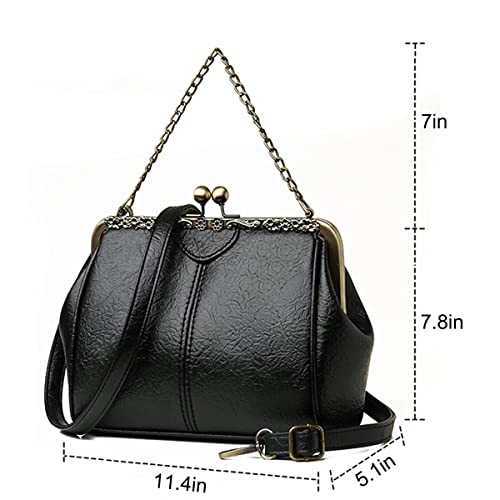 Retro Handbags and Purses for Women Chain Kiss Lock Top-Handle Satchel PU Leather Shoulder Bag Hollow Tote Champagne4