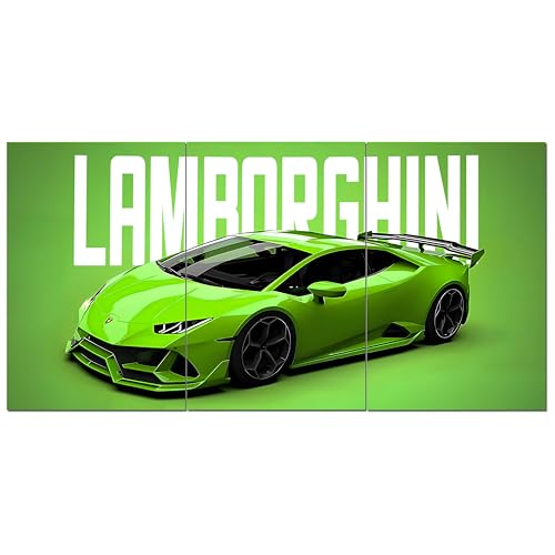 Image of Posternet Super Car Split Poster Set, 12 inch x 18 inch, Split Design Wall Decor Posters For Bedroom, Living Room, Office. (Lambo Front)