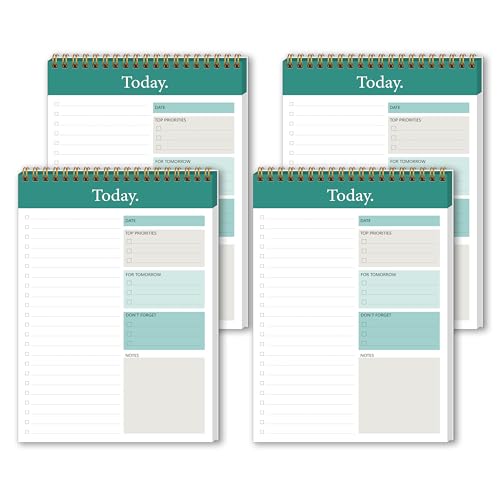 Image of To Do List Notepad 4pcs /Set, Daily Planner, 6.5 inch x 9.8 inch | Undated 52 Sheets, Double Spiral, Waterproof Cover, Checklist Notepad, Office School Oraganized