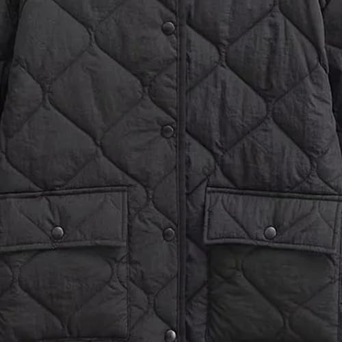 Women's Diamond Lightweight Quilted Jackets Flap Pockets Button Down Padded Jacket Warm Outerwear Bomber Jacket3