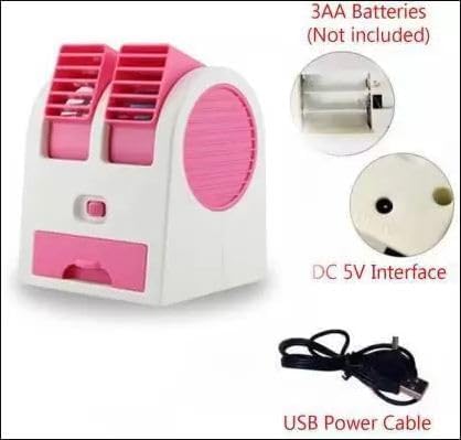 Image of KCUBE Portable Small Plastic Air Conditioner Water Cooler Mini Fan Dual Bladeless for Use in Car /Home /Office Multicolor