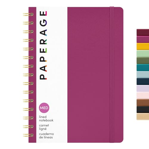 Carnet à spirales ligné framboise PAPERAGE 14,5x20,3 cm journal 160 pages de notes à couverture rigide