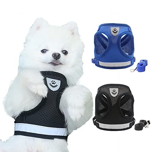 BOBOSP Hundegeschirr, Reflektierend Weich Gepolstert Hunde Geschirr, Air-Mesh Atmungsaktiv Brustgeschirr für Katze Welpen Hunde,hundegeschirr verstellbar,hundegeschirr weich Schwarz XL Cover