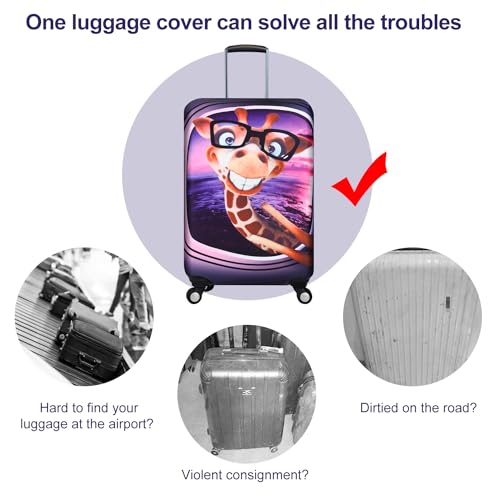 7-Mi 3D Print Design Travel Suitcase Protector Trolley Case Cover 19"-30" Sleeve (XL(Fits to 29"-30" Trolley Case), Giraffe(New Version))4
