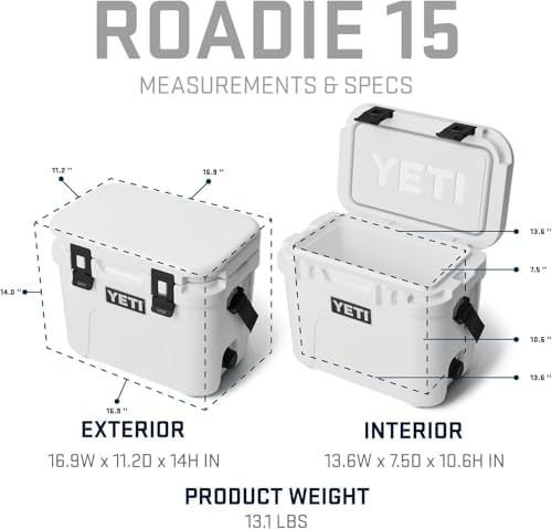YETI Roadie 15 Hard Cooler with DoubleDuty Shoulder Strap, Olive/King Crab Orange