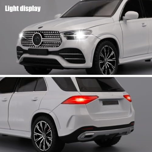 Image of Scale Exclusive Alloy Metal Pull Back | Die-cast Car Model with Sound Light Mini Auto Toy for Kids Metal Model Toy Car with Sound and Light (1.24 Scale M-Benz GLE 350-WHITE)