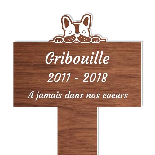 Piquet Plaque Funéraire Commémoratif Personnalisé - Bois - Inter funéraire pour Chat, Chien - Souvenir pour Animaux - Piquet Plaque Funéraire Animaux - Textes Personnalisables (Chien)