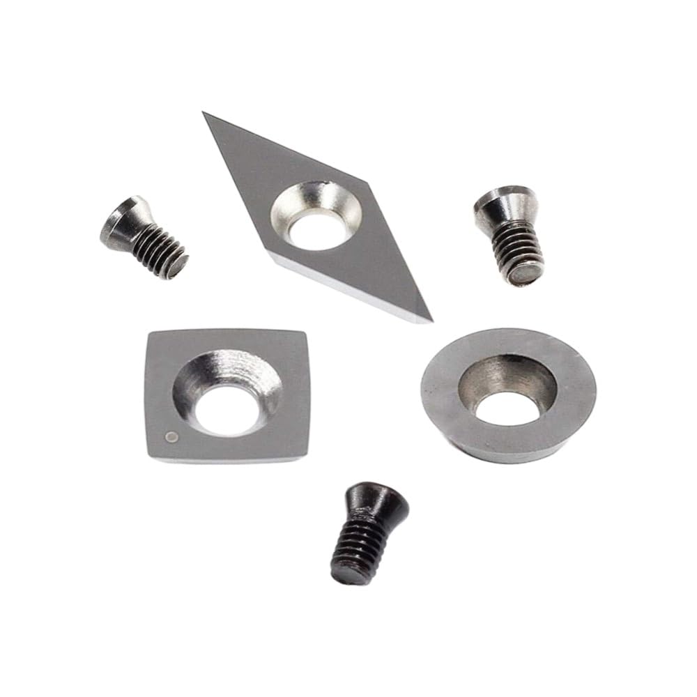 6pcs/Set Tungsten Carbide Inserts Blades with Screw Kit, Replacement Wood Lathe Tools Turning Cutter
