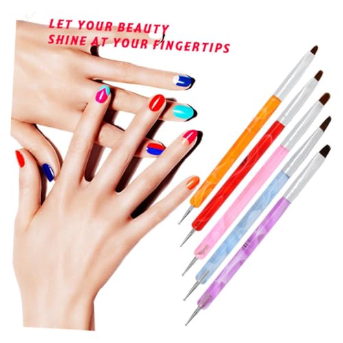SOIMISS 5pcs Double-end Nail Art Brush and Dotting Tool Versatile Manicure Pens for Nail Art Detailing and Acrylic Gel Painting Tips and Ball Styluses for Easy Use - Thumbnail 4