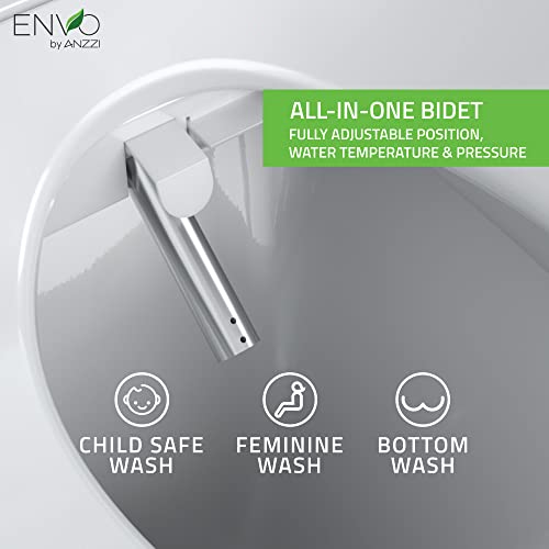 Asiento inteligente eléctrico para bidé ANZZI para inodoros alargados, asiento calefactado, secador de aire caliente, tapa de cierre suave, boquilla autorreparable, funciones con control de temperatura y presión, con mando a distancia (TL-AZEB101B) miniatura 4
