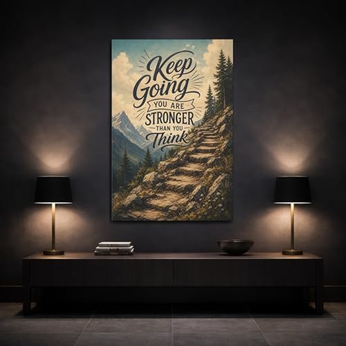 Décoration murale de motivation montagne vintage format vertical pour bureau et salon - 3