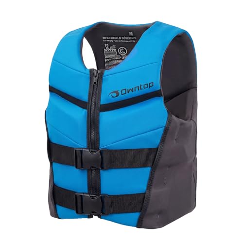 Owntop Swim Vest Youth 75-125 lbs Neoprene Swim Jacket Kids Lightweight Quick-Dry Buckles Zipper Kayak Swimming Training Boating Watersports (Blue L)