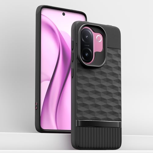 Image of Pikkme Back Cover for Vivo V60e 5G Camera Protection 3D Hexa Cube Design Silicone Protective Bumper Case (Black)
