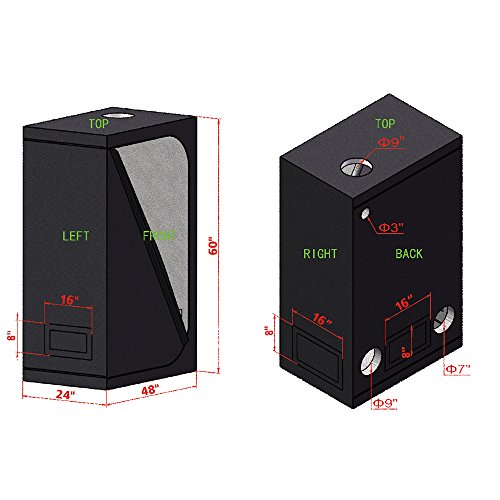 Oppolite 48"X24"X60" Indoor Grow Tent Room 600D Reflective Diamond Mylar Hydroponic Garden Growing Plant With Plastic Corner (48"X24"X60") #TOP3