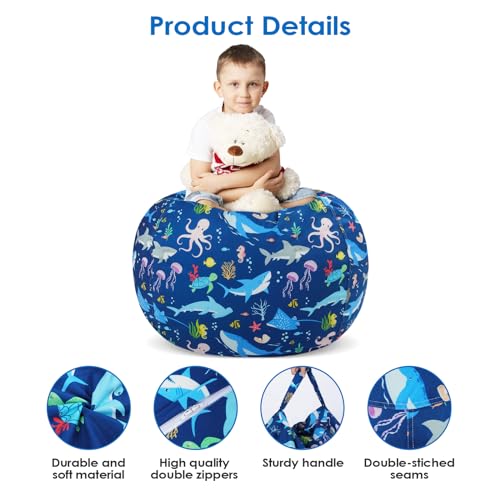 decalsweet Bean Bag Chair for Kids Stuffed Animal Storage Beanbag Chairs,Toddler Toy Storage Organizer for Girls and Boys,Large 32'' Cover Only（No Filling by decalsweet - Image 4