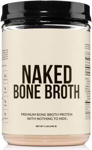 NAKED Bone Broth - Beef Bone Broth Protein Powder - 21G Protein, 17G Collagen - Gut Health and Joint Supplement - Unflavored - No GMO, Gluten-Free, Soy Free - 1LB