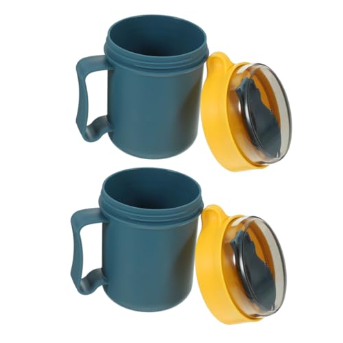 ULTECHNOVO 2 Piezas taza de desayuno tarro de cereal de leche contenedores de sopa reutilizables con tapas taza para microondas Tazón de sopa de microondas con tapa el plastico Reutilizable