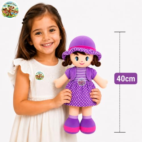 Image of Purple Curly Doll 40cm | Soft Plush Doll for Girls