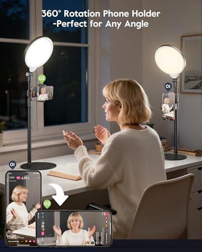 Dimmable Ring Light with Stand for Desk, Adjustable Desk Light for Video Recording, 30 Light Modes Video Conference Lighting, Zoom Lighting for Computer, Webcam, Podcast, Calls, Home Office, CRI 97.8 - image 7