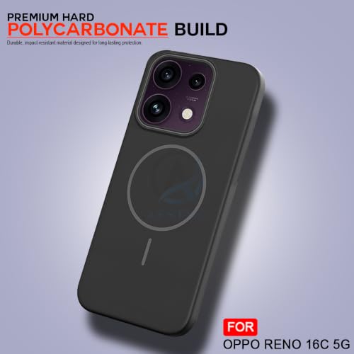 Image of AESTMO Shockproof Back Case Cover for Oppo Reno 16C 5G | Slim Hard Shell | Hard Back Cover for Oppo Reno 16C 5G (Compatible with MagSafe Accessories, Black)