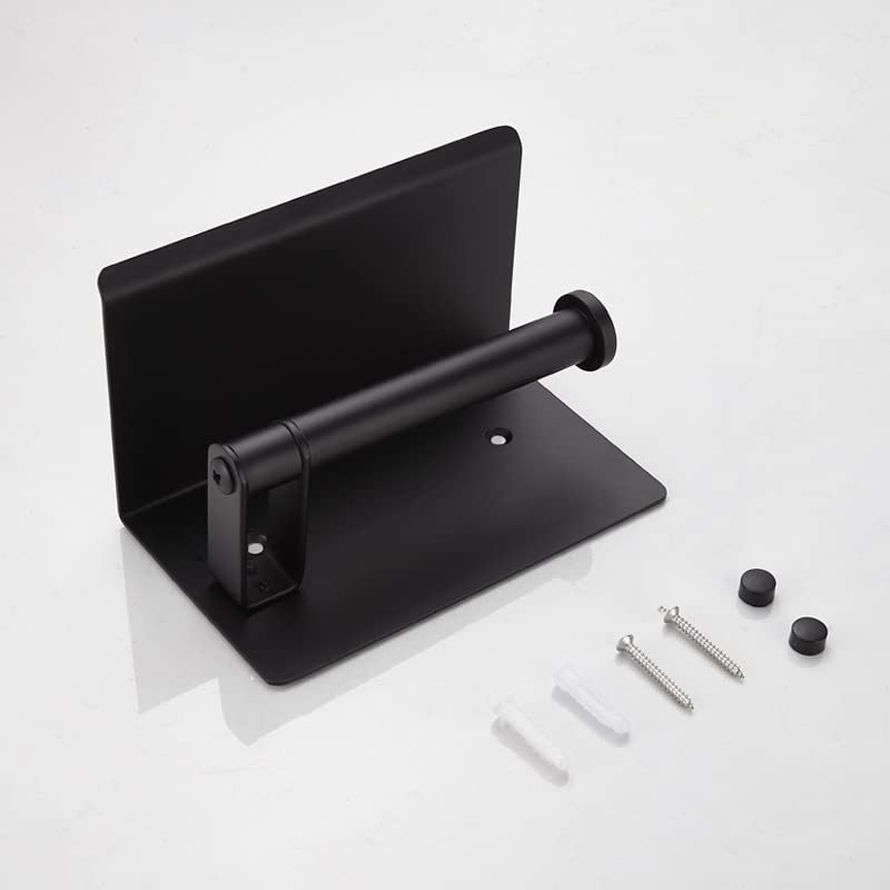 Stały uchwyt na papier toaletowy, 1PC 304 Stainless Steel Toilet Paper Holder With Phone Shelf Black Wall Mount