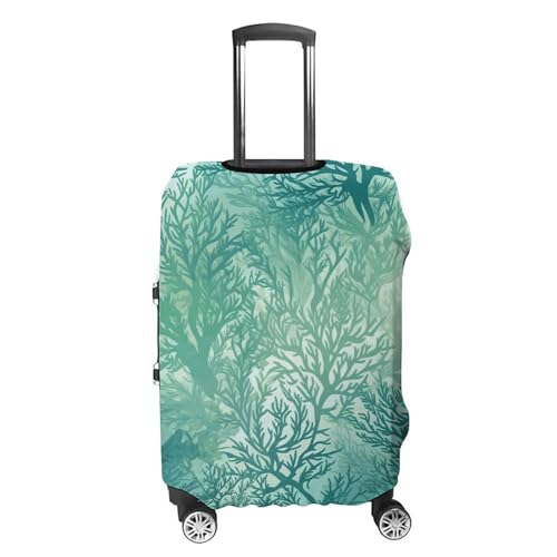 Green Sea Blue Seaweed Printed Luggage Cover Protector, Fits 18-32 Inch Luggage4