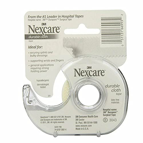 Nexcare Durable Cloth First Aid Tape With Dispenser, 3/4 In X 6 Yds #TOP1