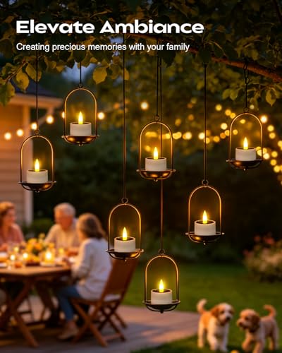 Image of Solar Tea Lights Outdoor Waterproof, 8 Pcs LED Votive Candles-1.57''x1.77'' | Rechargeable Dusk to Dawn Lighting Small Candles, Flameless Flickering Little Tealights, Lantern Table Garden Patio Decor