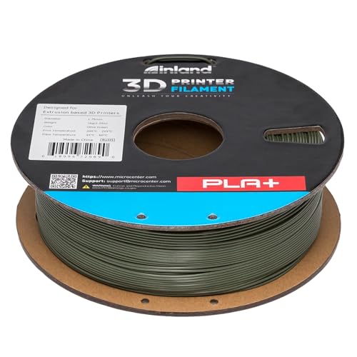 Image of INLAND Micro Center PLA+ 3D Printing Filament 1.75mm - PLA Pro Dimensional Accuracy + /- 0.03 mm - 1kg Cardboard Spool (2.2 lbs) (1 Pack Olive Green, 1.75mm)