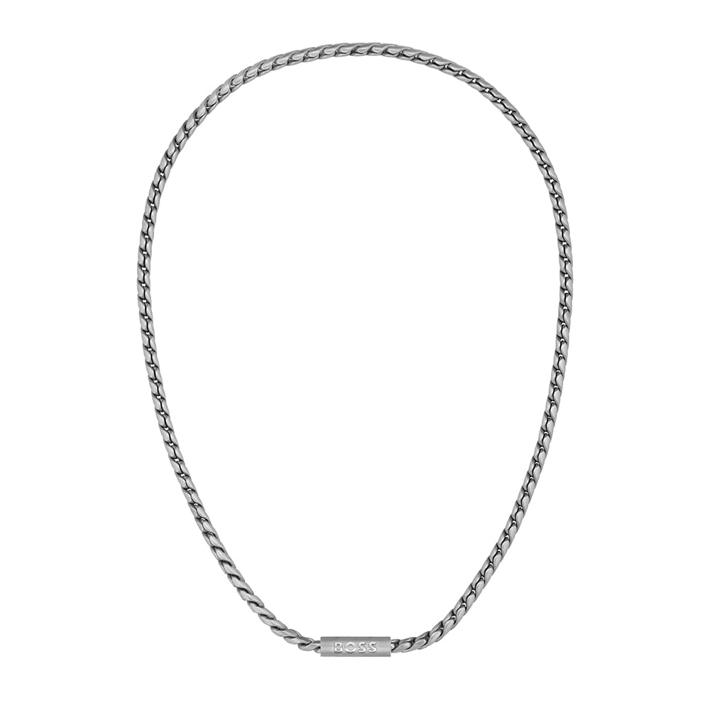 BOSS Jewelry Men's DORAN Collection Chain Necklace in Stainless Steel with an Engraved Plaque - 1580693