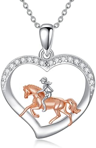 PROESS Horse Necklace for Girls Women Sterling Silver Running Horse Pendant Jewelry with Sport Girls
