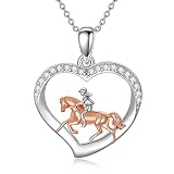 PROESS Horse Necklace for Girls Women Sterling Silver Running Horse Pendant Jewelry with Sport Girls