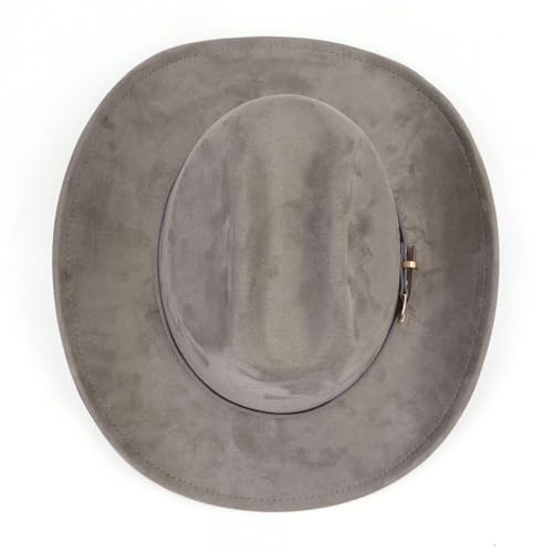 Image of Cowboy Hat Cowgirl Hat Men's & Women's Wide Brim Felt Fedora Hat with Buckle Belt Western Cowboy Hat for Women