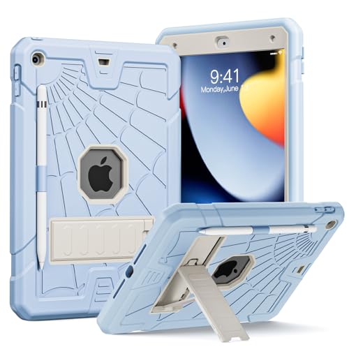 SIBEITU Case Compatible with iPad 9th Generation for Kids, with Pencil Holder Stand, Heavy Duty Rugged Case for iPad 10.2 inch