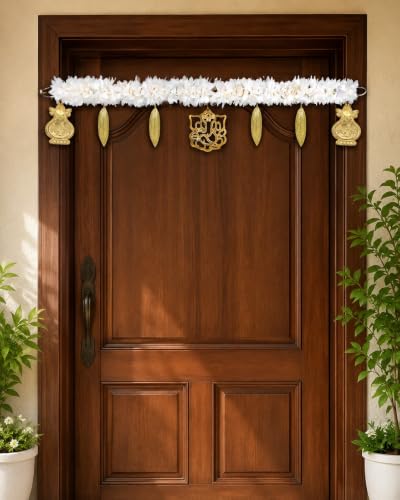 Best Navratri Home Decoration Items (2026) 21 BENAVJI Artificial Marigold Flower Door Toran with Ganesh & Kalas...