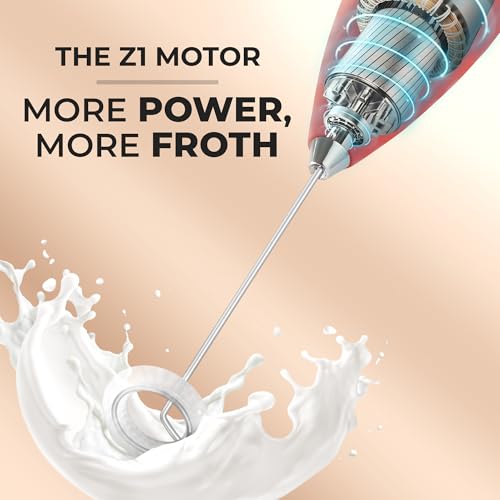 Image of Zulay Kitchen Powerful Milk Frother Wand With Duracell Batteries - Ultra Fast Handheld Drink Mixer - Electric Whisk Foam Maker for Coffee, Lattes, Cappuccino & Matcha - Z1 Motor - Cardinal Red