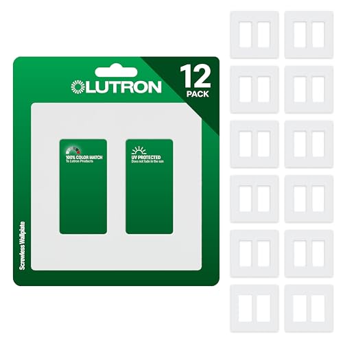 Image of Lutron CW-2-WH-12 White Claro 2 Gang Decorator Wallplate (12 Pack) | CW-2-WH