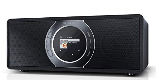 SHARP DRI470 Stereo Internetradio/Digitalradio (DAB/DAB+/FM mit Bluetooth, WLAN, DLNA, 3,5mm Klinke, Wecker-Funktionen, 30 Watt), schwarz