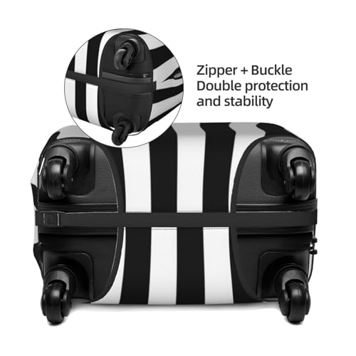 Black And White Stripe Pattern Elastic Travel Luggage Covers Dustproof Scratch-Resistant Suitcase Protector Fit 22-24 Inch2