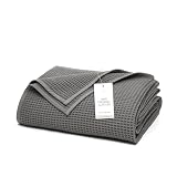 BOLL & BRANCH Waffle Bed Blanket - Full/Queen, Stone - Luxury 100% Organic Cotton - Soft, Lightweight and Breathable - Textured Waffle Weave Design