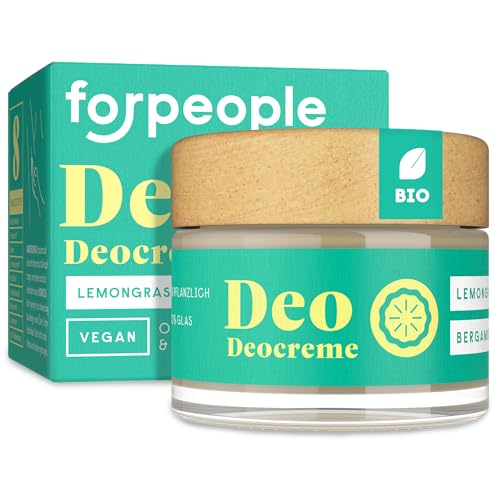 forpeople BIO Deocreme · Festes Deodorant für 12h+ Frische · Ohne Aluminium, Alkohol und Parfum · VEGAN · Deo Creme für Frauen und Männer · Duft: Lemongrass & Bergamotte