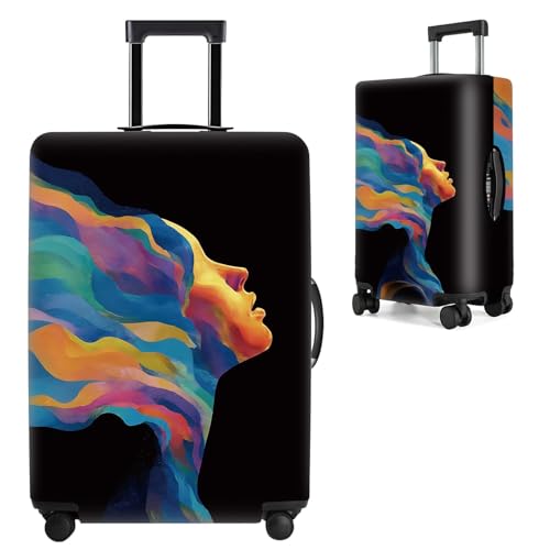 Image of Colorful Abstract Art Luggage Cover - Vibrant Woman Face Design Suitcase Protector - Fits 24 to 26 Inch Travel Luggage,M