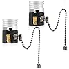 Kingdder 2 Pack 2 Way Lamp Socket Replacement Incandescent Lamp Holder with 6 Nickel Plated Chain (On/Off), 2-Circui Light Socket Repair Parts, Medium Base Parts for Table, Floor Light (Black)