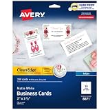 Avery Clean Edge® Printable Business Cards, Sure Feed Technology, 2' x 3.5', White, 200 Blank Cards for Inkjet Printers (08871)
