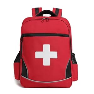 First Aid Medical Backpack Empty Nurse Treatment First Responder Trauma Bag for Camping Cycling Hiking Paramedic Bag EMT (Red Cross)