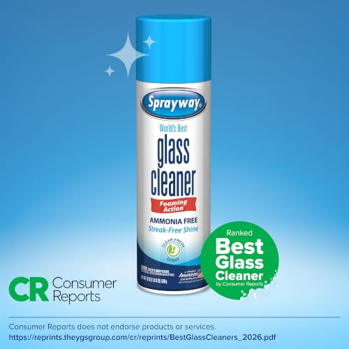 Image of Sprayway Glass Cleaner Foaming Aerosol Spray, 19oz, Pack of 2 | Ammonia-Free, Streakless, Fast-Acting | Cleans & Polishes Glass Surfaces | Fresh Scent, Removes Fingerprints, Dust, Dirt, Smoke Film