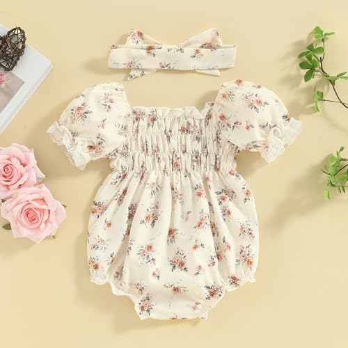 Kuriozud Newborn Infant Baby Girl Off Shoulder Ruffle Romper Bodysuit One Piece Jumpsuit Clothes3