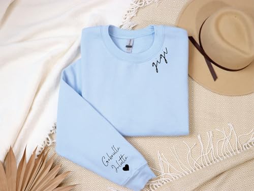 Personalized Custom Mom, Grandma, Auntie Crew Sweatshirt or Hoodie with Neck and Sleeve | Multi Color Custom Hoodies and Sweatshirt4