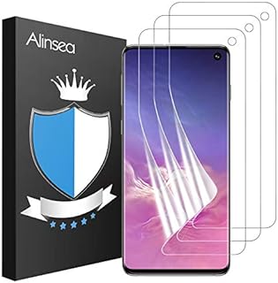 Alinsea Compatible for Samsung Galaxy S10 Screen Protector [3-Pack] [Support Fingerprint Sensor] [Case Friendly] [Bubble-Free] [Dry Applied] [NOT GLASS]